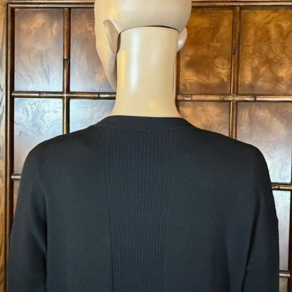 Marla Wynne Black Ribbed Inserts High Side Slits Cardigan - Picture 9 of 15
